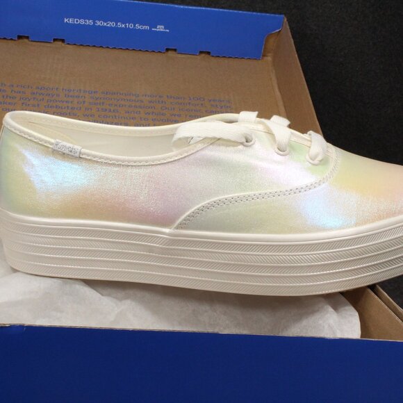 Keds Metallic IridKeds escent Silver Pointed Toe Platform Women's Shoes Size 9.5 - Picture 4 of 9